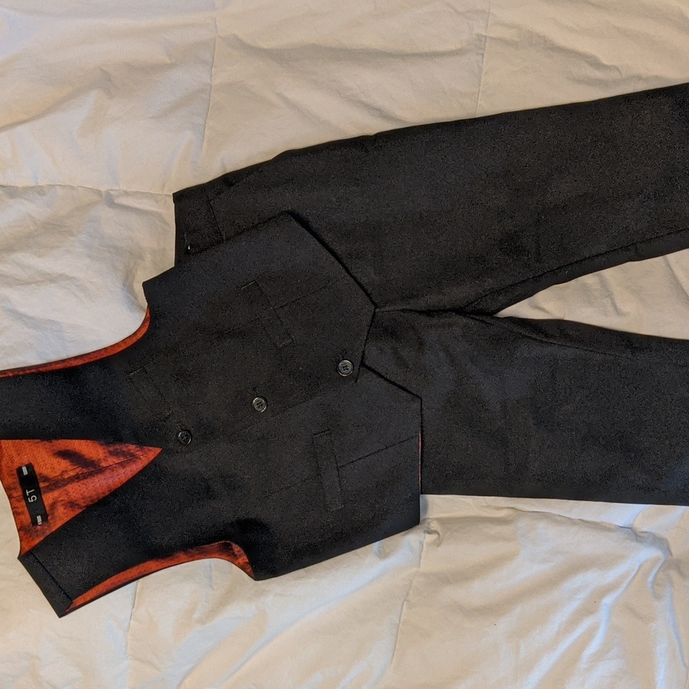 Vest Suit:Two-Piece Set, Black Vest & Pants